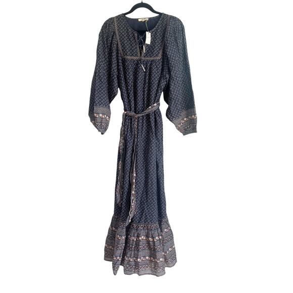 American Eagle AE77 Organic Cotton Boho Peasant Maxi Dress Tie Belt Size S NWT - Picture 4 of 12